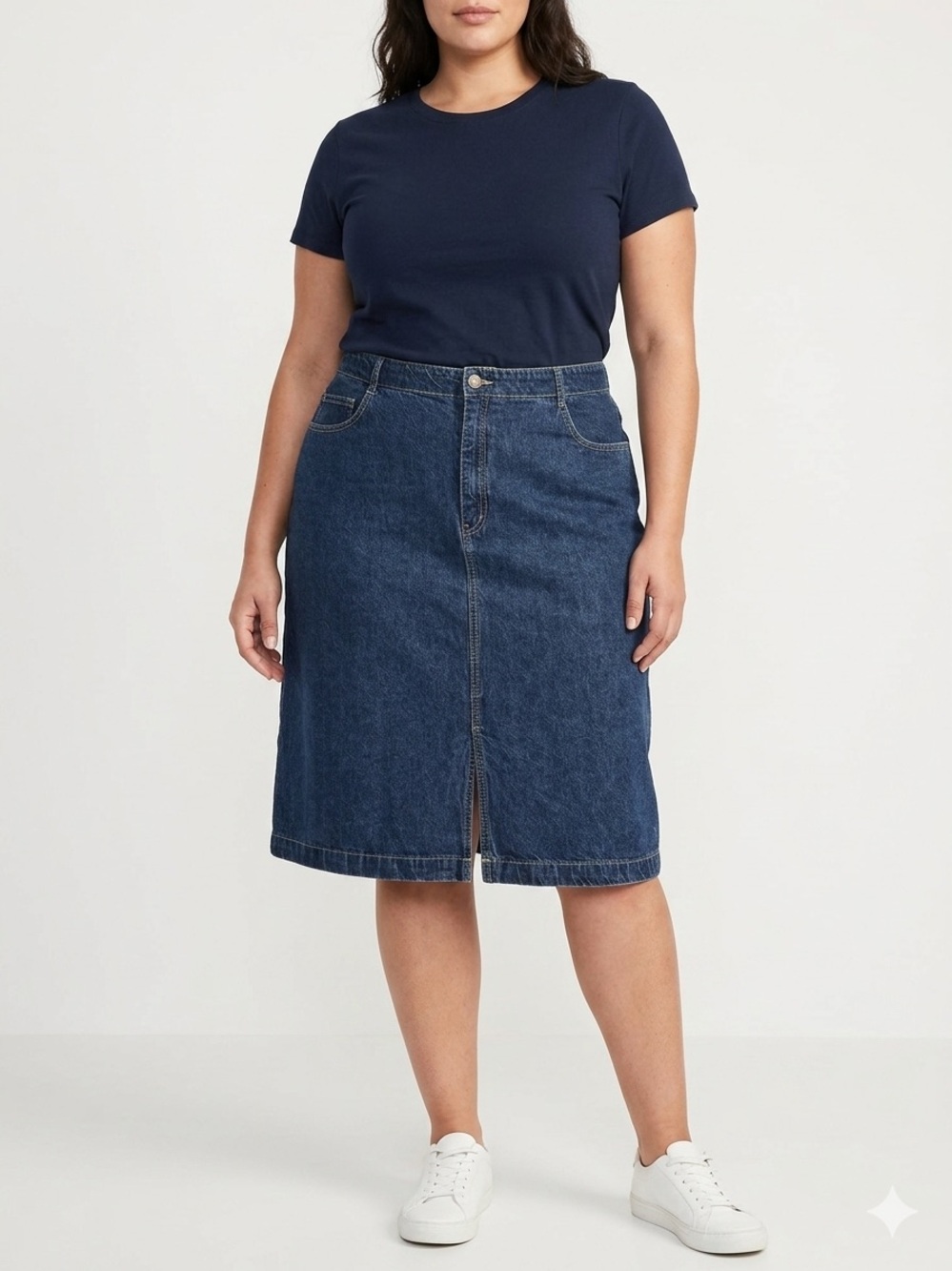 Vintage Cotton Ginny Denim Skirt Medium Wash A-Line Front Slit 1868